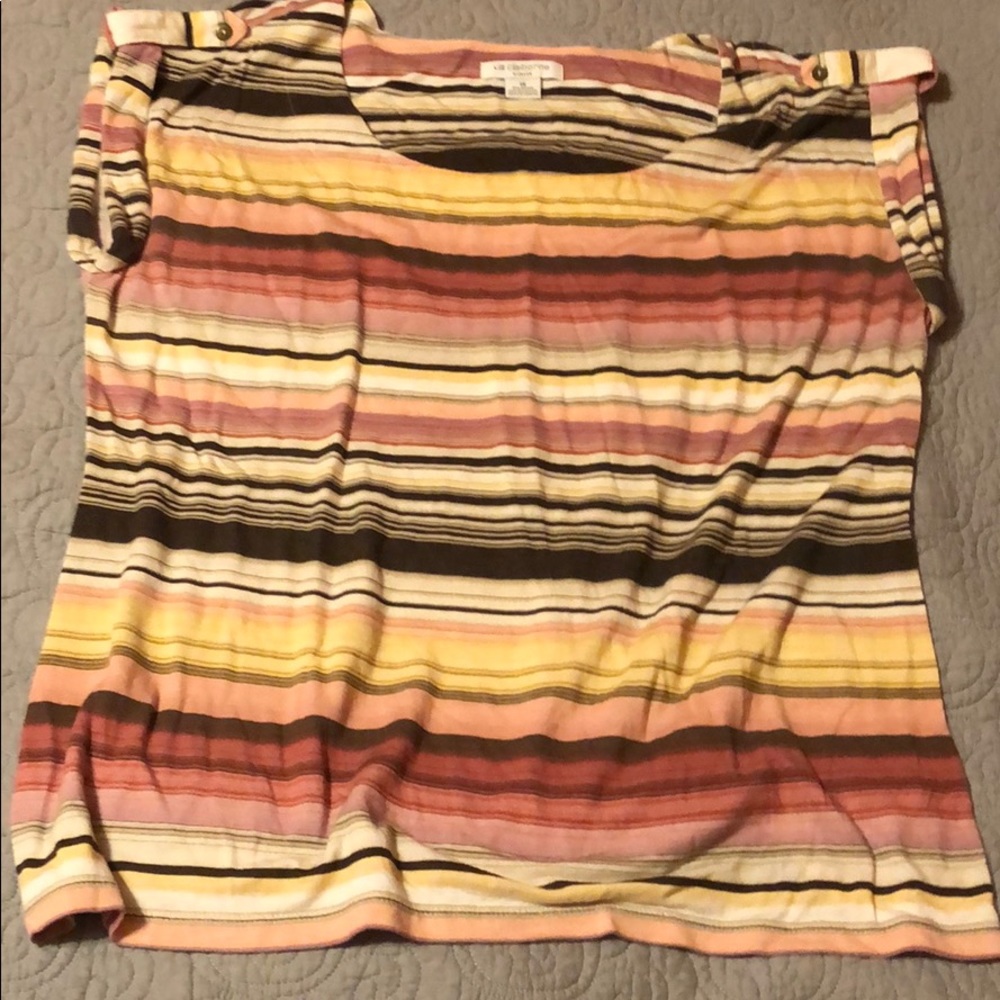 Liz Claiborne striped cap sleeve Tee size 1X
